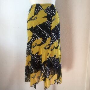 Mod retro polkadot skirt with flowers L